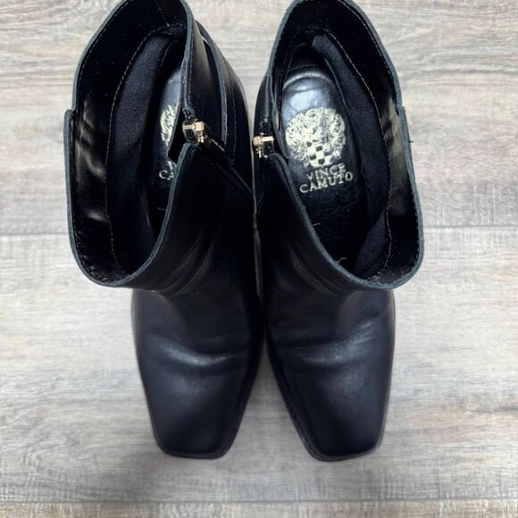 Vince Camuto Sameena Black Leather Ankle Strap Accent Booties Women's Size 7.5 - Picture 2 of 7